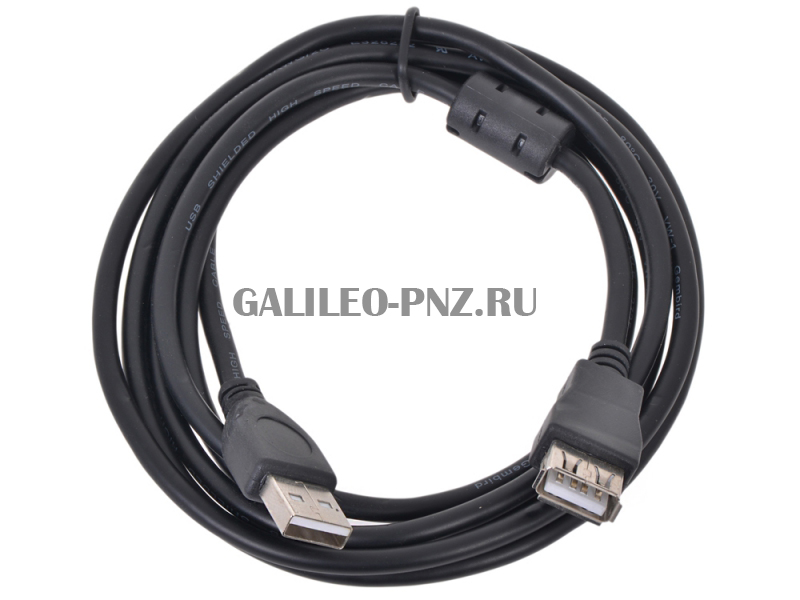 Шнур USB (штекер-гнездо) 1,5м черный