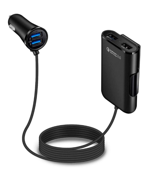 Переходник USB в прикуриватель на 4 входа QC9.6А /34.8A 1.8 м