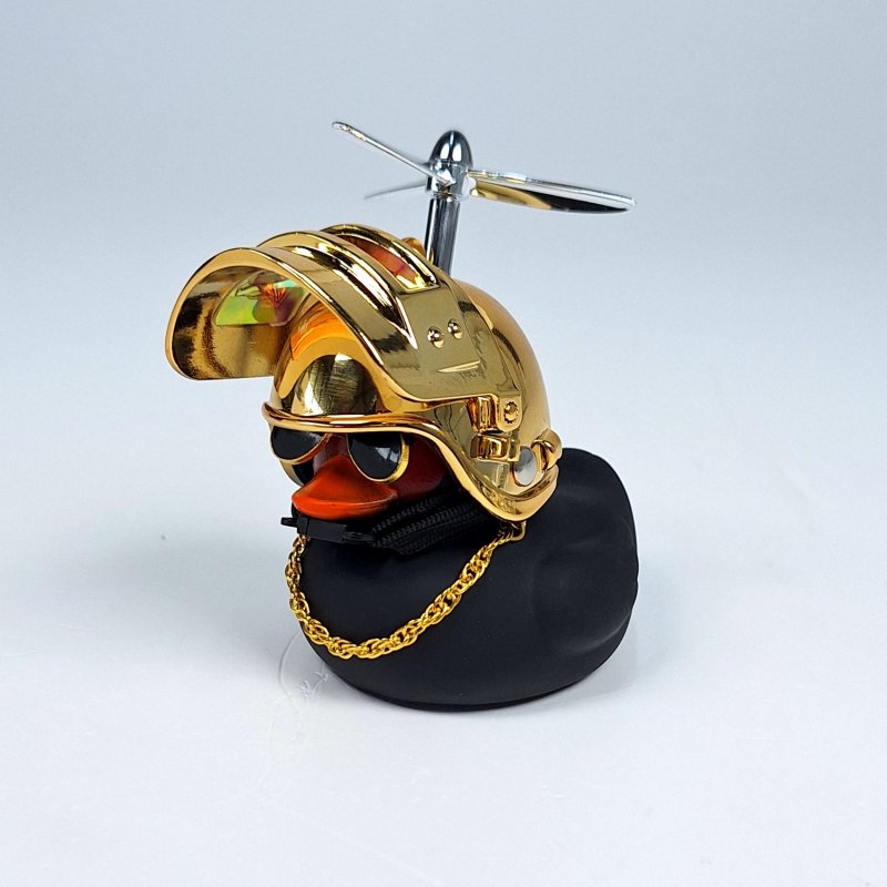 Утка чёрная на панель Авто (шлем-золото)