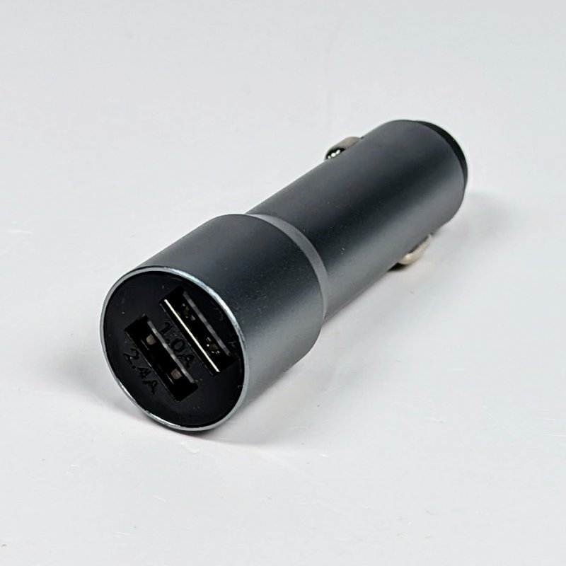 Переходник USB в прикуриватель на 2 входа MRM 2.4A тёмно-серый