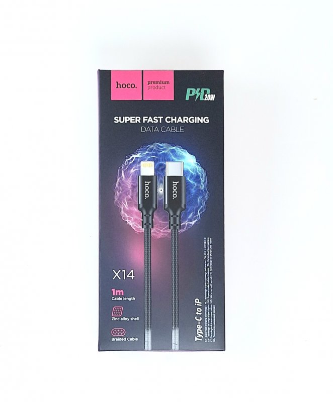 Шнур зарядный совместим с iP-Type-c  hoco. X14 1м 3A